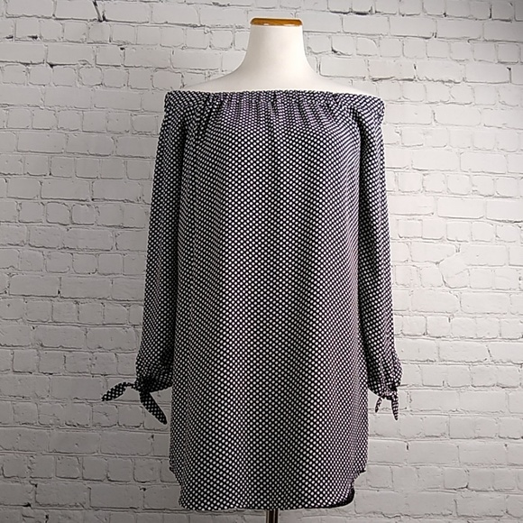 Express Dresses & Skirts - Express Dress S Black White Polka Dot Off Shoulder